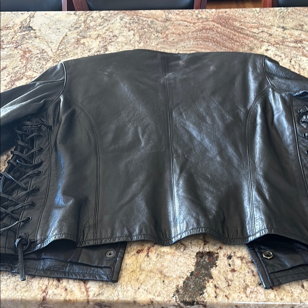 Black Leather Button-Up Jacket - image 8